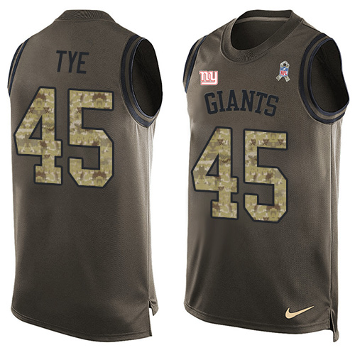 Men's Limited Will Tye Nike Jersey Green - #45 Salute to Service Tank Top NFL New York Giants